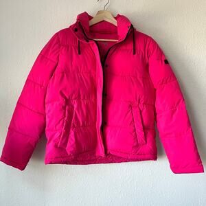 Calvin Klein Pink Puffer Jacket Removable Hood - Small